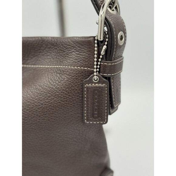 COACH Brown Pebble Leather Convertible Hobo Shoulder Bag F15064 EUC - Picture 2 of 15